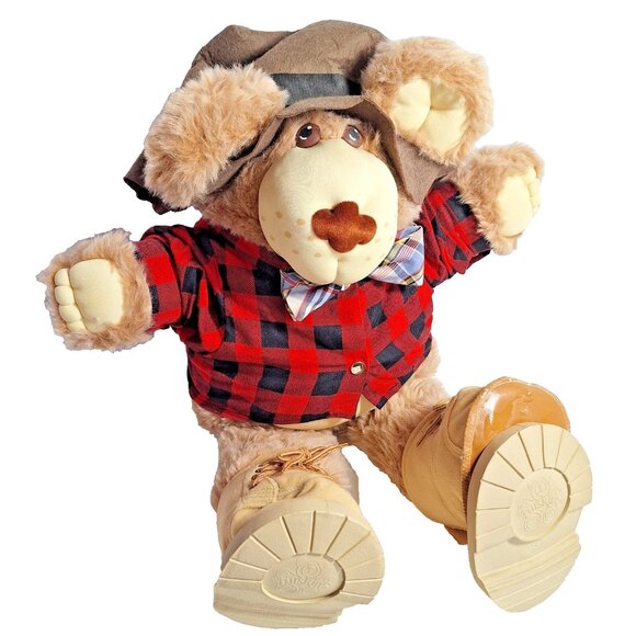 Furskins Other - Vintage Furskins Farrell Plush Bear 80s Red Black Plaid Shirt Bowtie Hat Boots